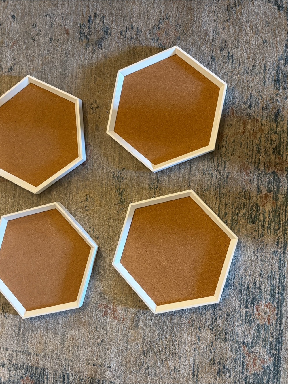 Target White Framed Hexagon Cork Wall Hooks - Brown Cork Set of 4